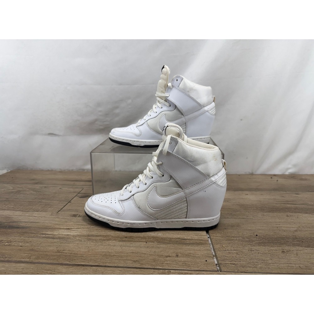 Nike Dunk Sky Hi White Wedge Sneakers High Top Shoes 644877-101 Womens 8